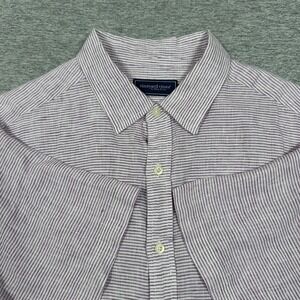 Vineyard Vines Shirt Mens Large Purple 100% Linen Short Sleeve Beach Vacation